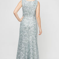 Sleeveless Corded Fit and Flare Dress With Shawl