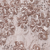 Petite - Tea-Length V-Neck Sequin Soutache Dress with Cold Shoulder Sleeves
