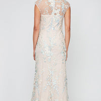 Long Embroidered Mermaid Dress with Sweetheart Neckline and Illusion Straps