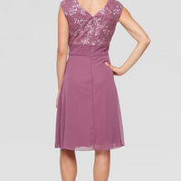 Midi Embroidered Empire Waist Dress with V-Neckline