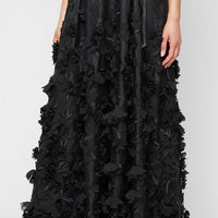 Long Sleeveless 3-D Flower A-Line Dress