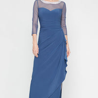 Petite - Long Matte Jersey Illusion with Embellished Neckline