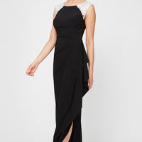 Sleeveless Matte Jersey Dress with Embroidered Shoulder Detail