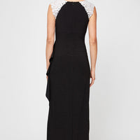 Sleeveless Matte Jersey Dress with Embroidered Shoulder Detail