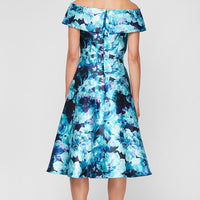 Midi Printed Mikado A-Line Dress