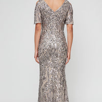 Caroline Flutter Sleeve Sequin Gown