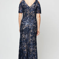 Caroline Flutter Sleeve Sequin Gown