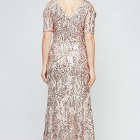 Regular- Caroline Flutter Sleeve Sequin Gown