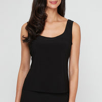 3/4 Sleeve Embroidered Twinset with Solid Matte Jersey Scoop Neck Tank and Center Front Closure Jacket