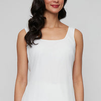 3/4 Sleeve Embroidered Twinset with Square Neck Chiffon Tank and Embellished Closure Jacket