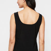 3/4 Sleeve Embroidered Tulle Twinset with Scoop Neck Tank and Elongated Center Front Closure Jacket