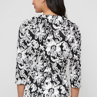 3/4 Sleeve Soutache Zip Jacket with High/Low Peplum Hem