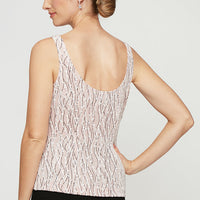 Glitter Knit Mandarin Neck Twinset with Scoop Neck Tank and Satin Piping Detail