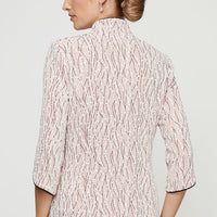 Glitter Knit Mandarin Neck Twinset with Scoop Neck Tank and Satin Piping Detail