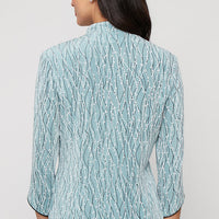 Plus Printed Mandarin Neck Glitter Knit Twinset with Scoop Neck Tank and Satin Piping Detail