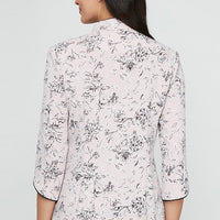 Regular - 3/4 Sleeve Printed Textured Jacquard Knit Twinset with Mandarin Neck Jacket and Scoop Neck Tank