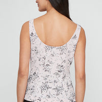 Regular - 3/4 Sleeve Printed Textured Jacquard Knit Twinset with Mandarin Neck Jacket and Scoop Neck Tank