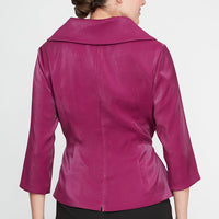 Regular - 3/4 Sleeve Side-Tie Shimmer Blouse with Collar