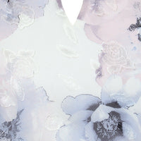 Printed Chiffon Burnout Blouse with Asymmetric Tier Hem Detail and Embellished Cutout Neckline