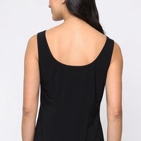 3/4 Sleeve Jacquard Twinset with Solid Jersey Scoop Neck Tank and Elongated Stand Collar Jacket