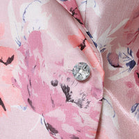 Petite - 3/4 Sleeve Printed Organza Side Closure Blouse with Illusion Sleeves