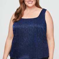 Plus 3/4 Sleeve Scoop Neck Twinset with Open Foldover Detail Jacket