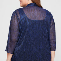Plus 3/4 Sleeve Scoop Neck Twinset with Open Foldover Detail Jacket