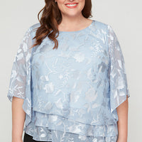 Plus Asymmetrical Triple Tier Hem Chiffon Blouse