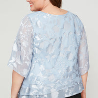 Plus Asymmetrical Triple Tier Hem Chiffon Blouse