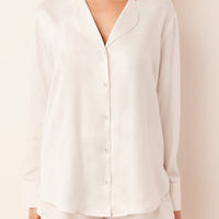 Charlotte Luxe Satin PJ Set in Blanc