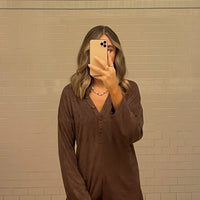 Kegan Long Sleeve Romper Camel