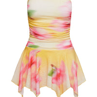 Minxie Strapless Playsuit Yellow / Pink Petite