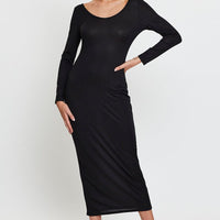 Black Midi Dress Long Sleeve Bodycon