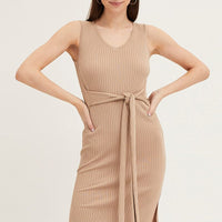 Brown Knit Midi Dress