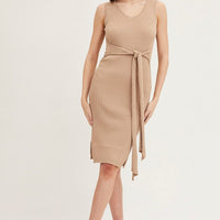 Brown Knit Midi Dress