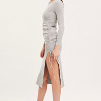 Grey Midi Dress Long Sleeve Bodycon