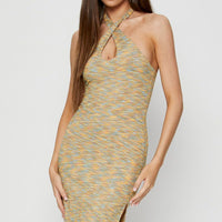 Multi Midi Dress Halter Neck