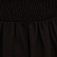 Black Puff Sleeve Shirred Tiered Midi Dress