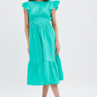 Green Tie Back Midi Dress