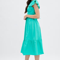 Green Tie Back Midi Dress