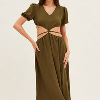Green Cutout Midi Dress