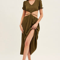 Green Cutout Midi Dress