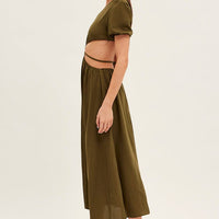Green Cutout Midi Dress