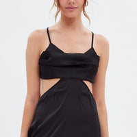 Black Cowl Neck Cutout Midi Dress