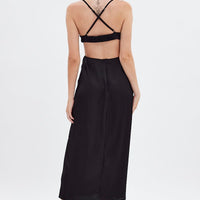 Black Cowl Neck Cutout Midi Dress