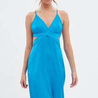 Blue Cutout Midi Dress