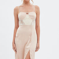 Beige Sweetheart Satin Dress