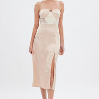 Beige Sweetheart Satin Dress