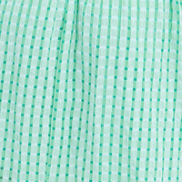 Green Check Check Puff Sleeve Midi Dress