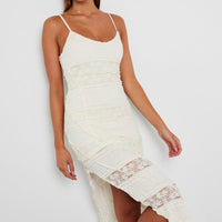 White Midi Dress Sleeveless Lace